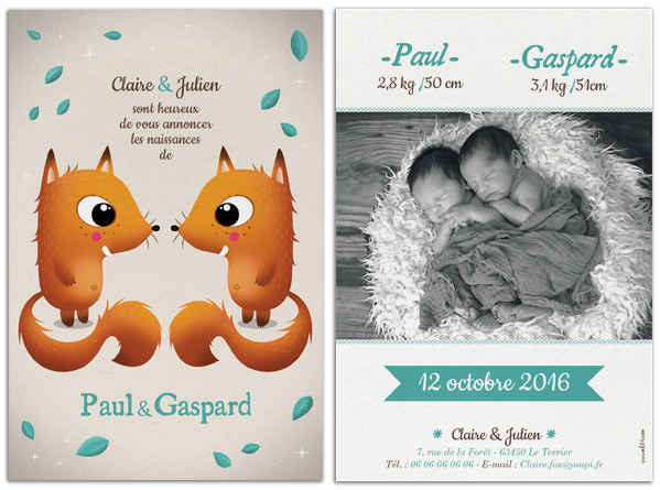 faire-part jumeaux original